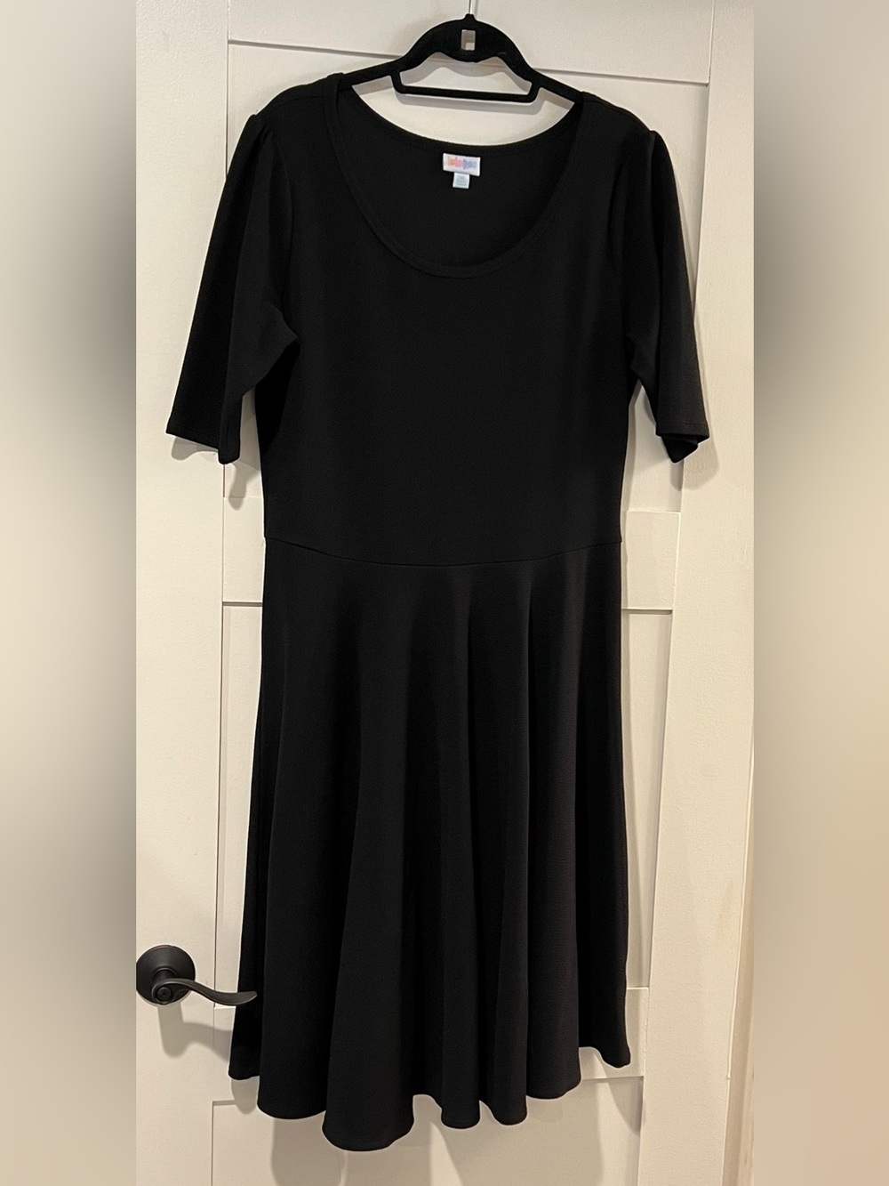 LuLaRoe Nicole Black 2X Midi Scoop Neck Fit-and-Flare Dress